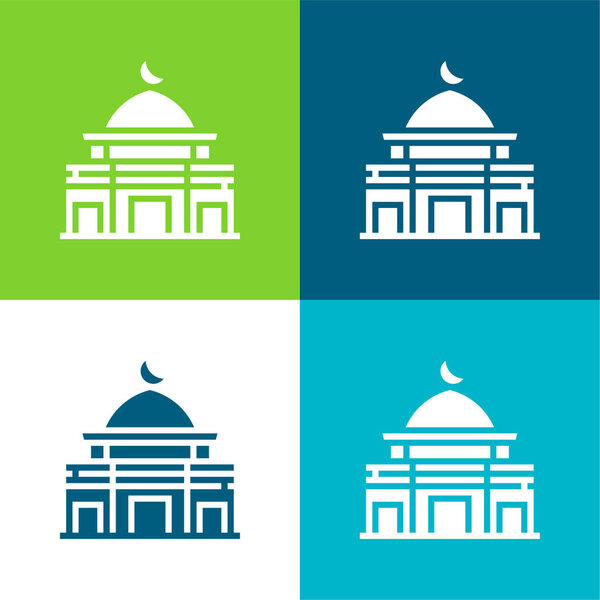 Al Aqsa Mosque Flat four color minimal icon set