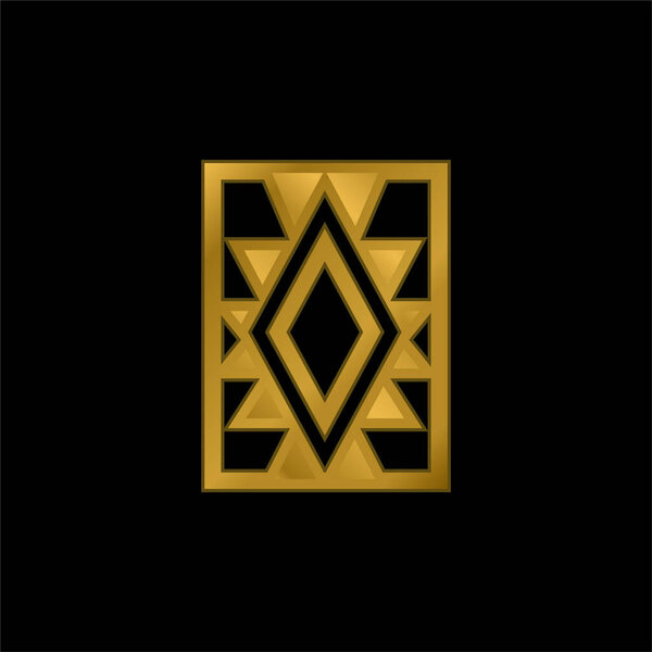 Ремесленный ковёр Мексики с позолоченной металлической иконой или вектором логотипа