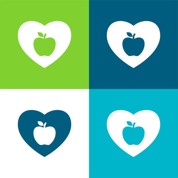 Apple Lover Flat four color minimal icon set