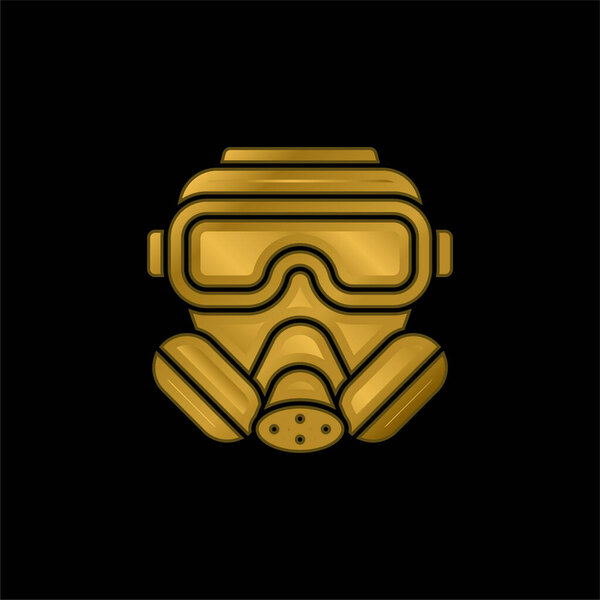 Biological Hazard gold plated metalic icon or logo vector