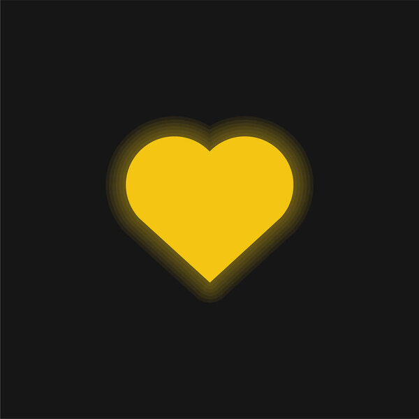 Big Heart yellow glowing neon icon