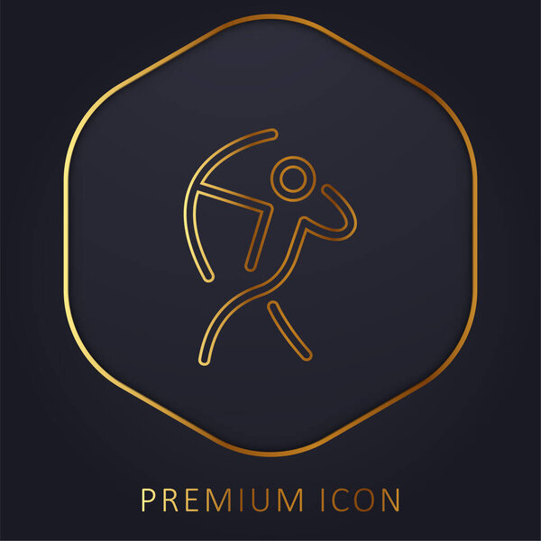Человек-лучник с золотым логотипом или значком премиум-класса Arch