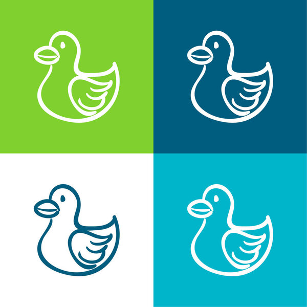 Bird Animal Shape Toy Flat four color minimal icon set