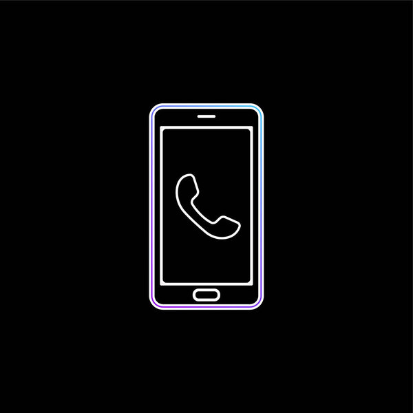 Auricular On Phone Screen blue gradient vector icon