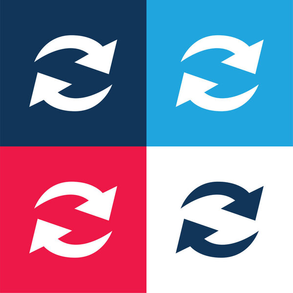 Привести в действие стрелки пара В круге синий и красный четыре цвета минимальный набор значков