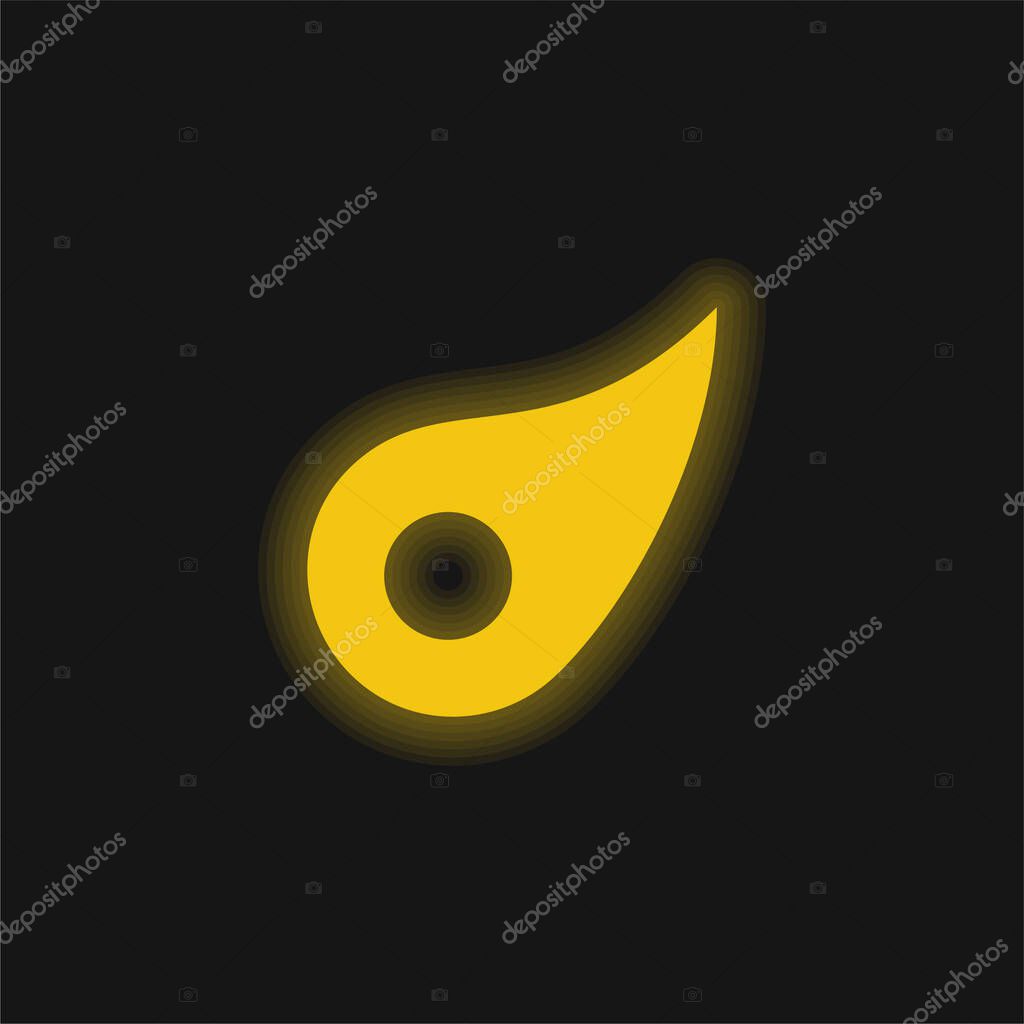 Asteroid yellow glowing neon icon