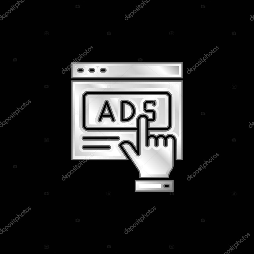 Advertising silver plated metallic icon
