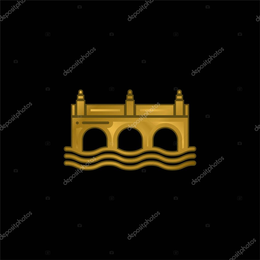 Bridge gold plated metalic icon or logo vector