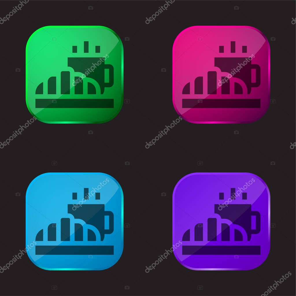 Breakfast four color glass button icon