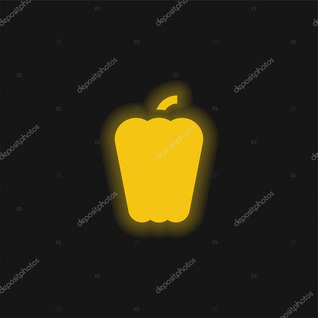 Bell Pepper yellow glowing neon icon