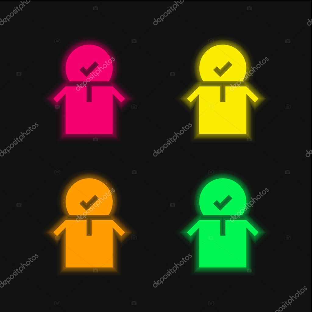 Approved four color glowing neon vector icon