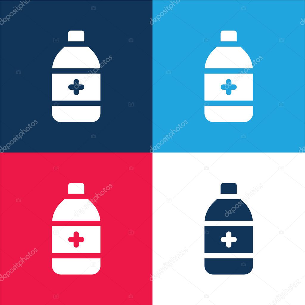 Alcohol blue and red four color minimal icon set