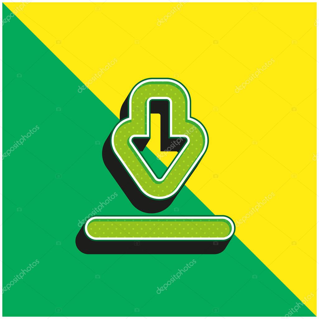 Big Download Arrow Green and yellow modern 3d vector icon logo