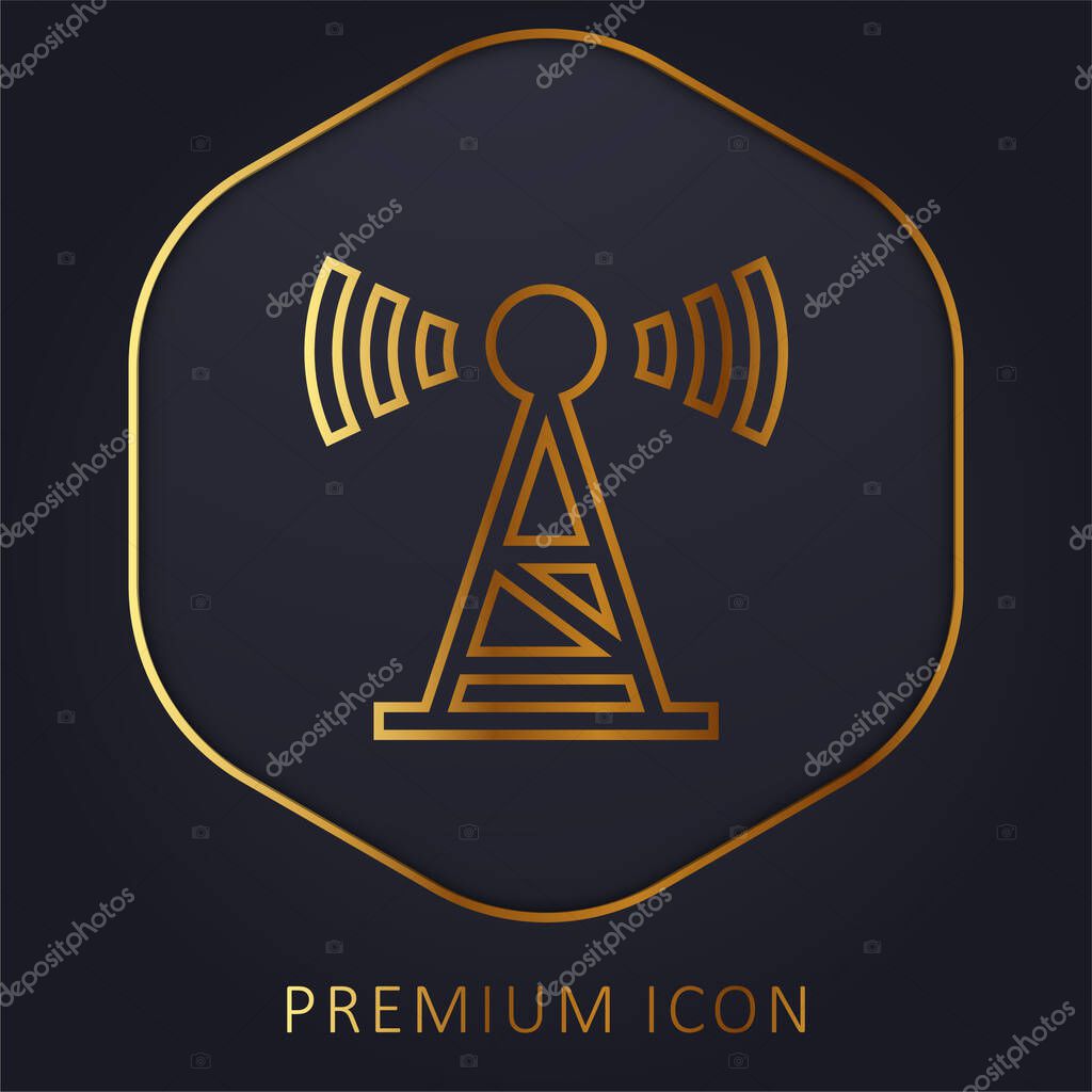Antenna golden line premium logo or icon