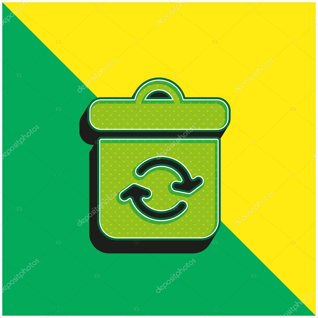 Bin Green and yellow modern 3d vector icon logo
