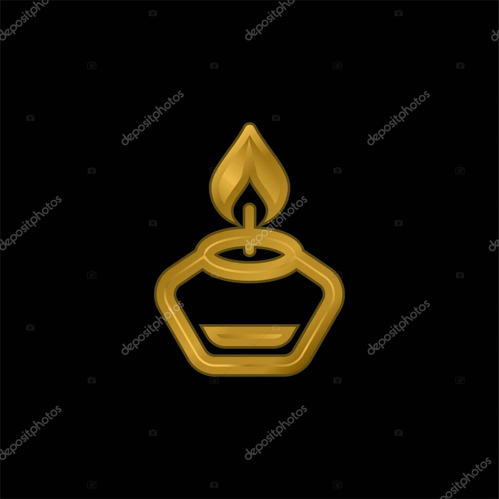 Aromatherapy gold plated metalic icon or logo vector