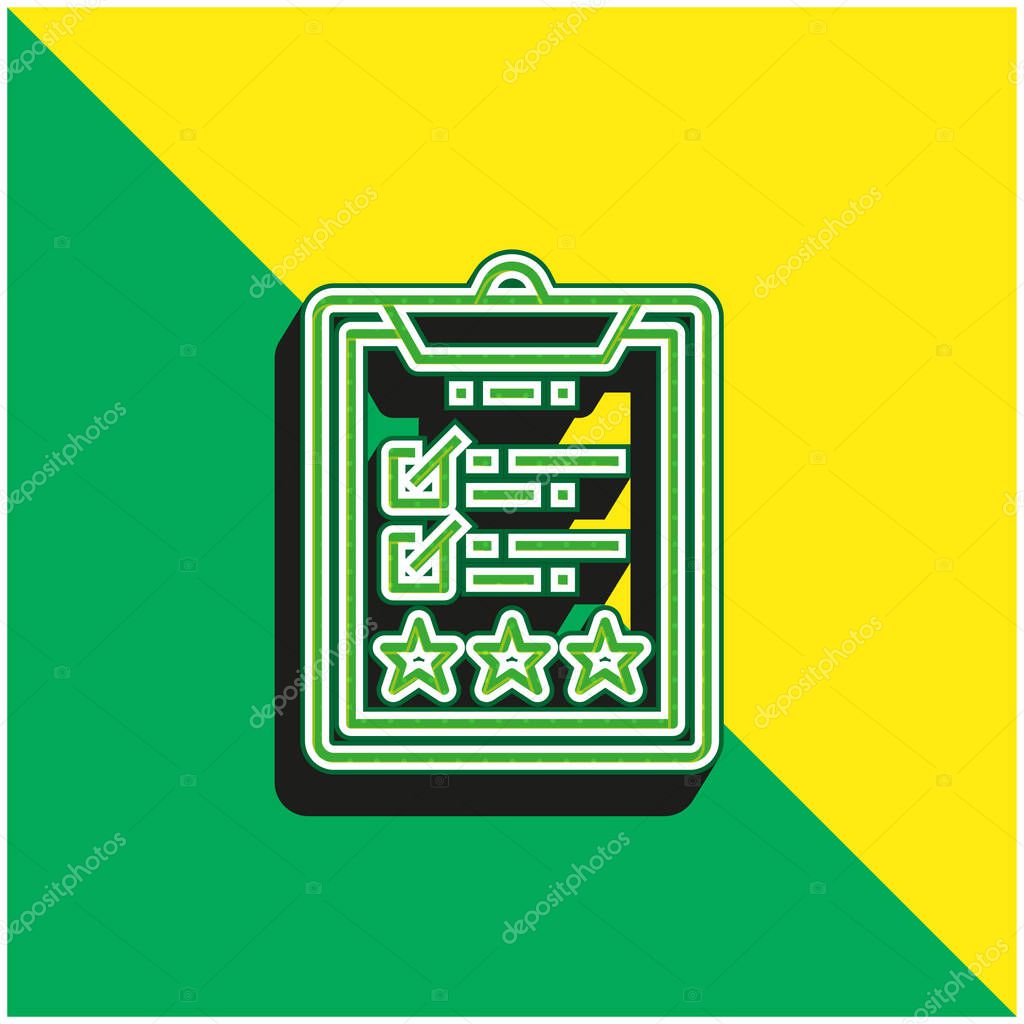 Assessment Green and yellow modern 3d vector icon logo