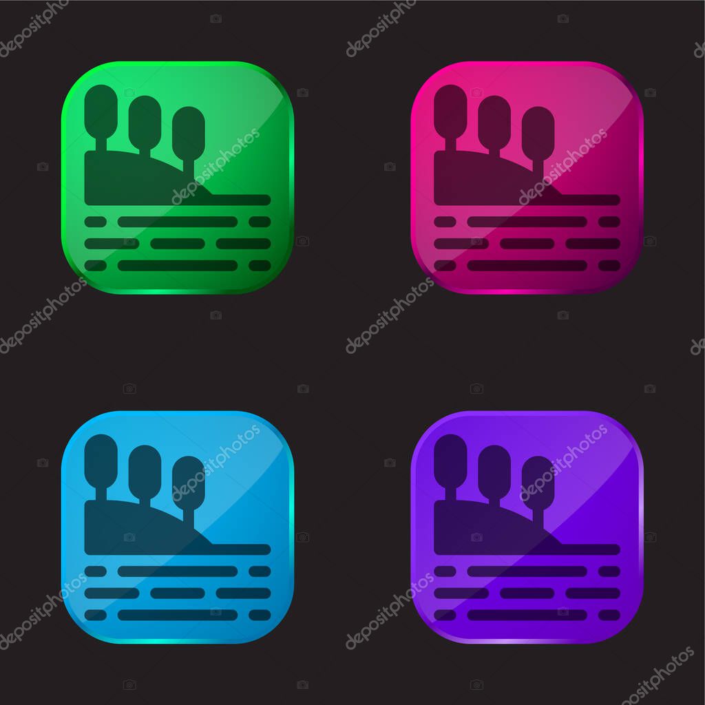 Bay four color glass button icon