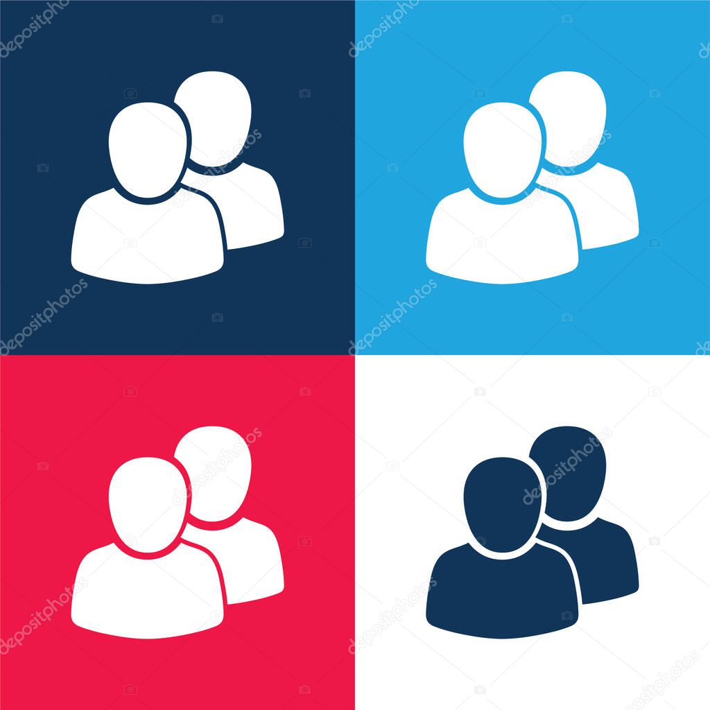 2 Users blue and red four color minimal icon set