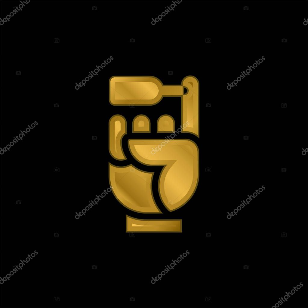 Blood Test gold plated metalic icon or logo vector