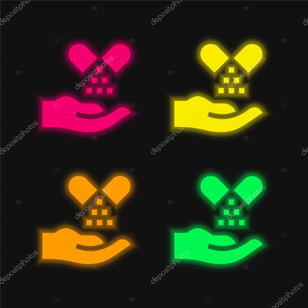 Alternative Medicine four color glowing neon vector icon