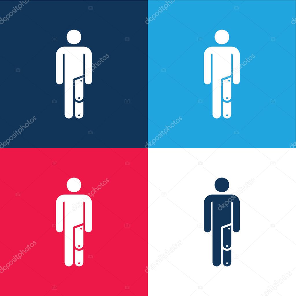 Amputee blue and red four color minimal icon set