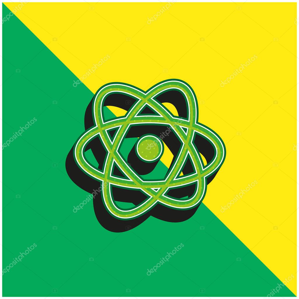 Atom Green and yellow modern 3d vector icon logo