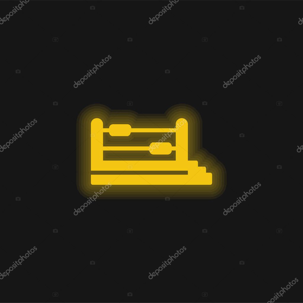 Boxing Ring yellow glowing neon icon