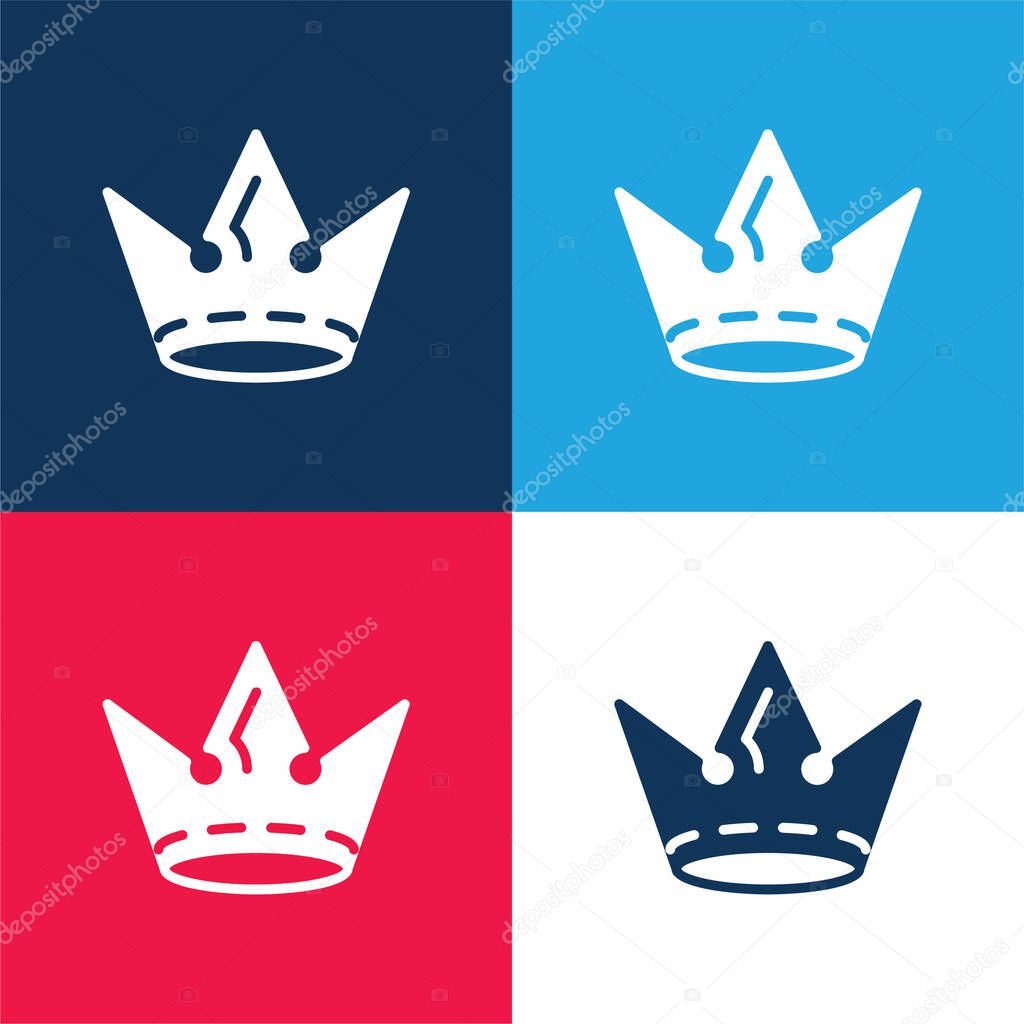 Crown blue and red four color minimal icon set