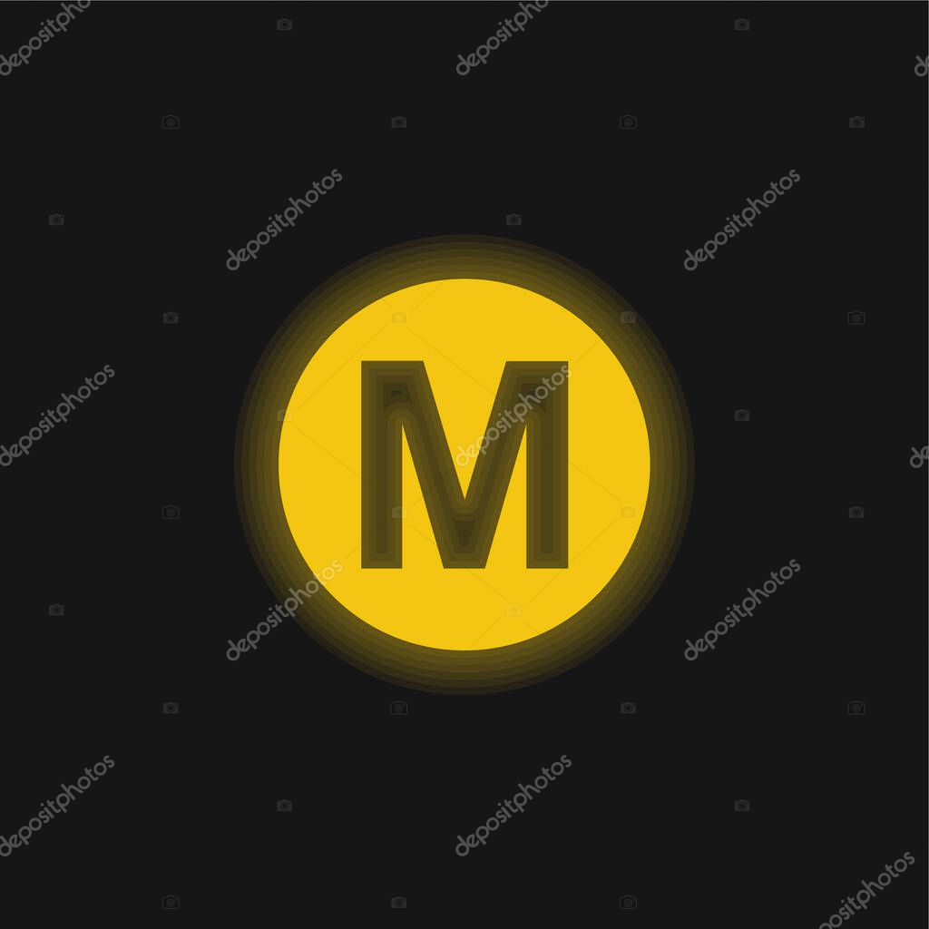 Baltimore Metro Logo Symbol yellow glowing neon icon