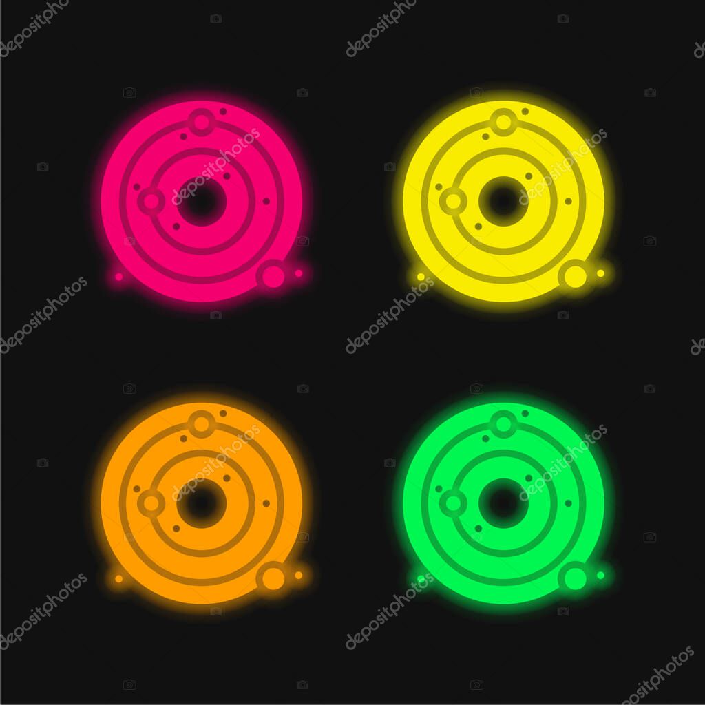 Astronomy four color glowing neon vector icon