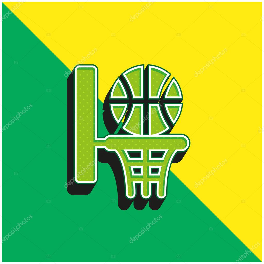 Basketball Green and yellow modern 3d vector icon logo