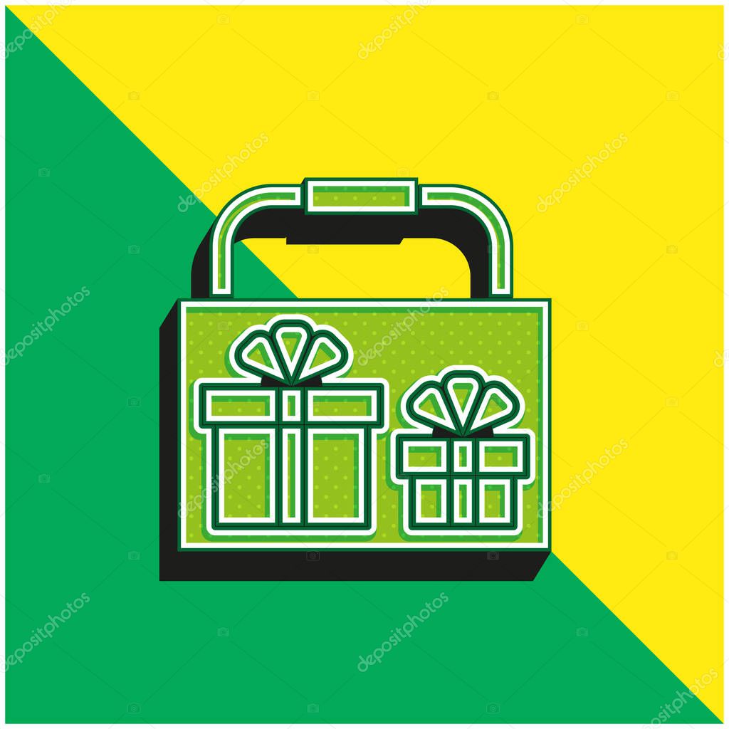 Bag Green and yellow modern 3d vector icon logo
