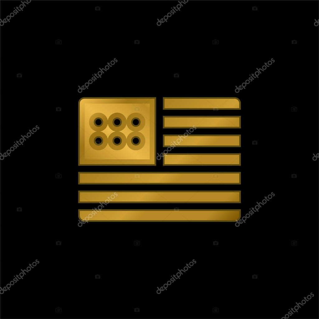 America gold plated metalic icon or logo vector
