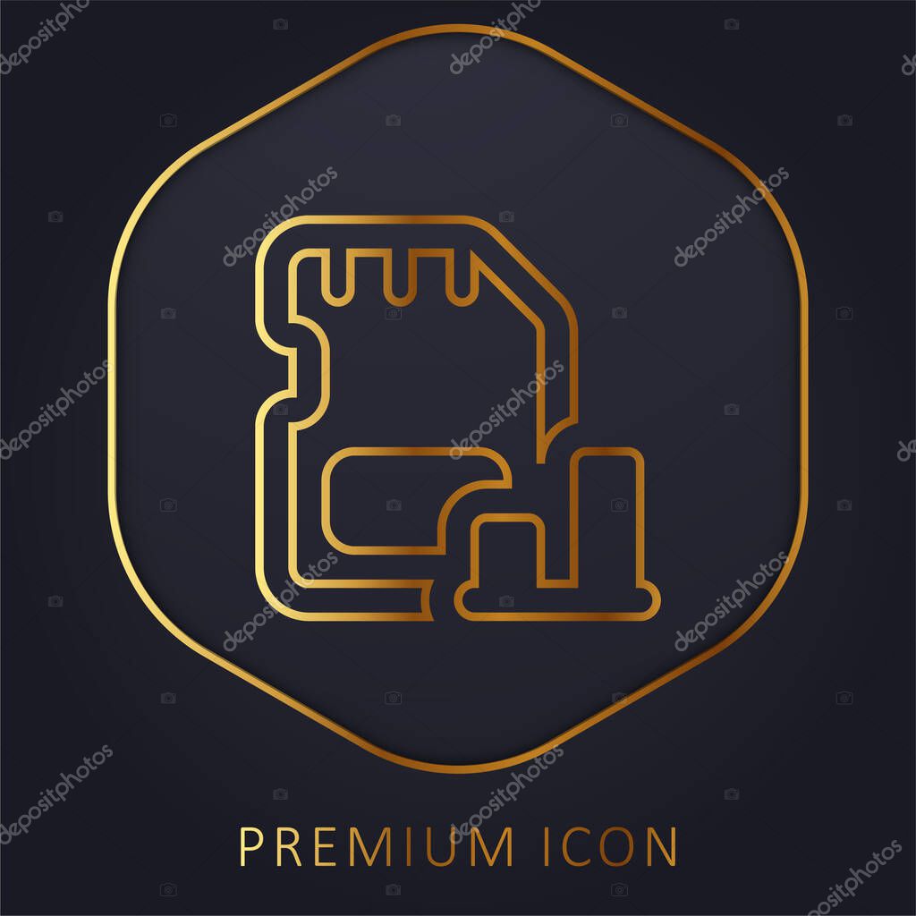 Bar Graph golden line premium logo or icon