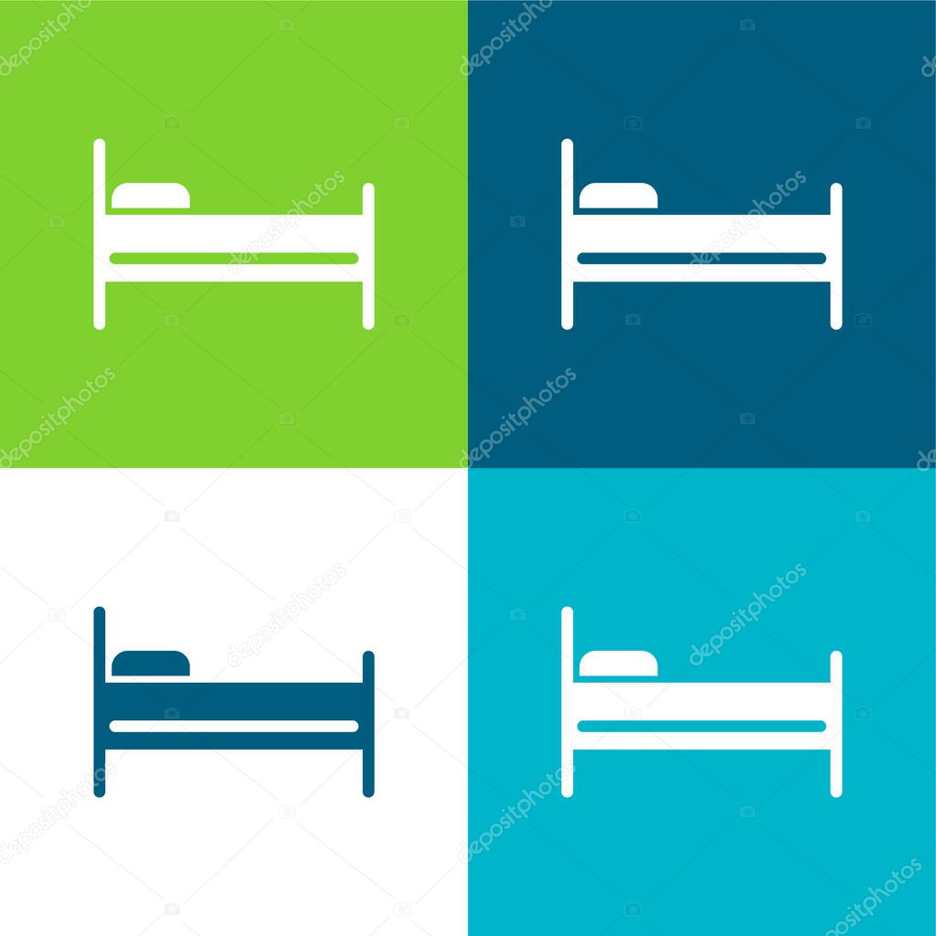 Bed Flat four color minimal icon set