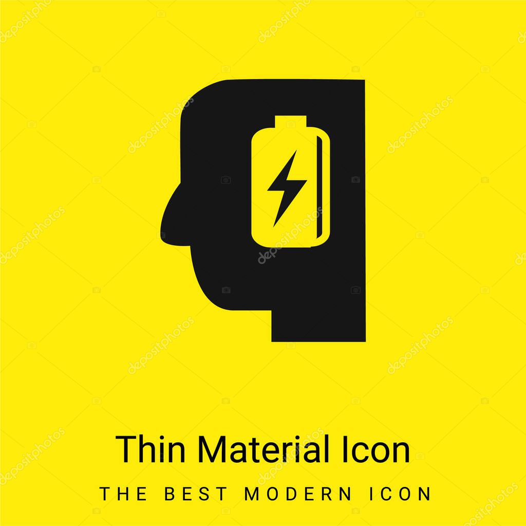 Battery In Man Head minimal bright yellow material icon