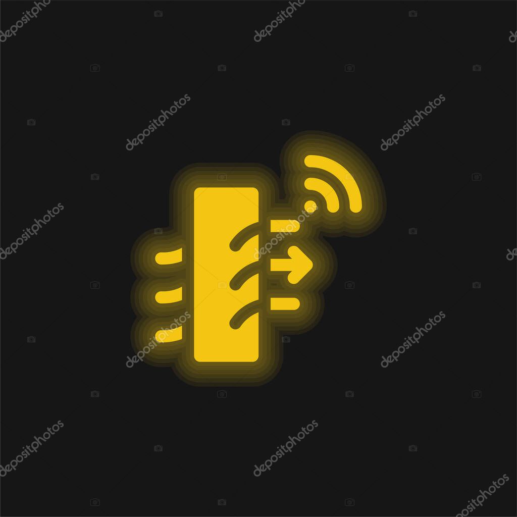 Air Purifier yellow glowing neon icon