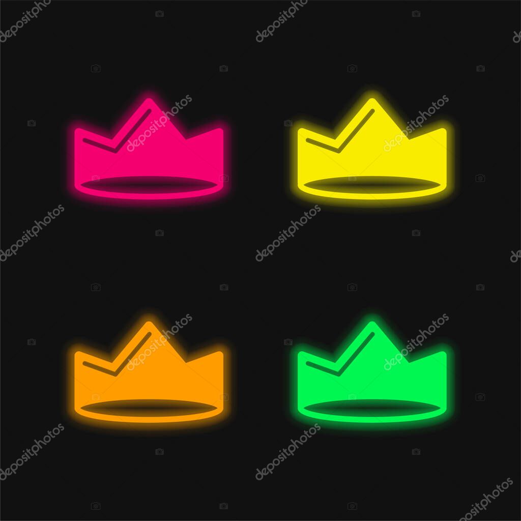 Crown four color glowing neon vector icon