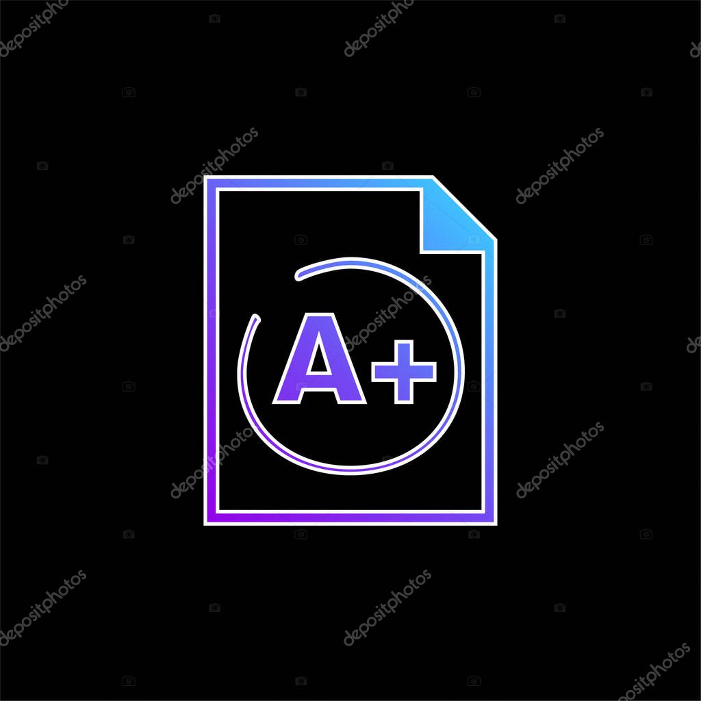A Plus Best Test Result blue gradient vector icon