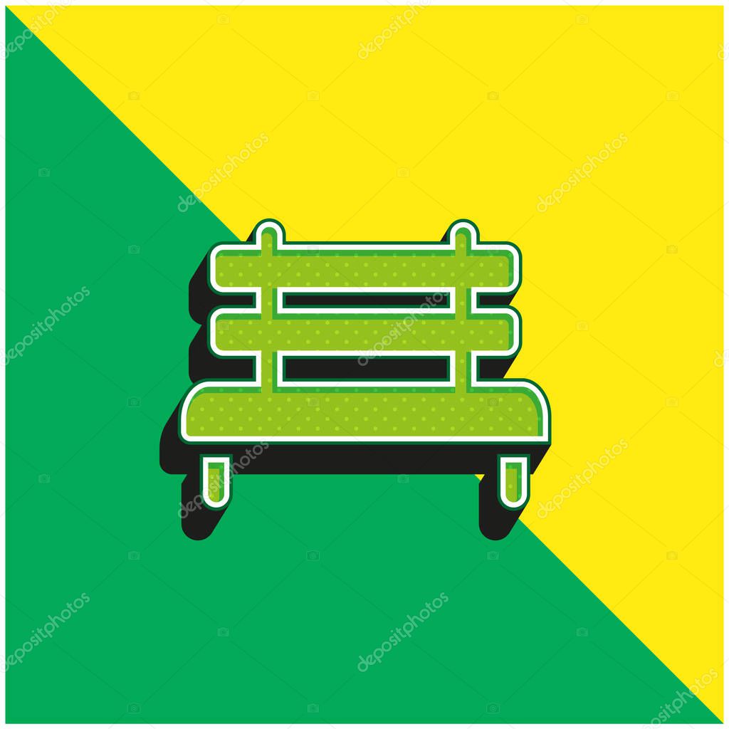 Bench Green and yellow modern 3d vector icon logo