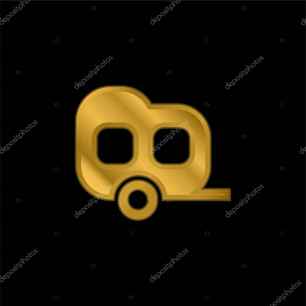 Black Two Window Carriage gold plated metalic icon or logo vector