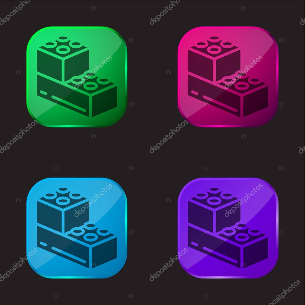 Blocks four color glass button icon