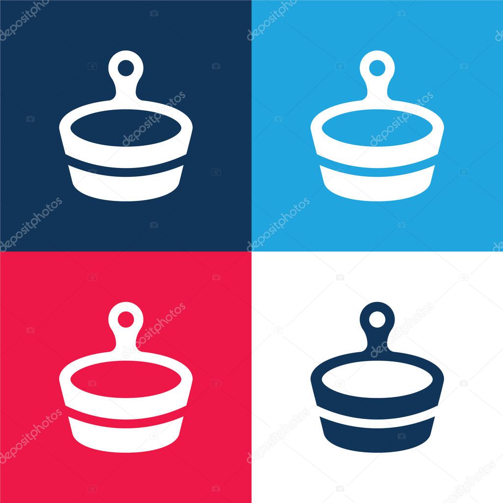 Bath blue and red four color minimal icon set