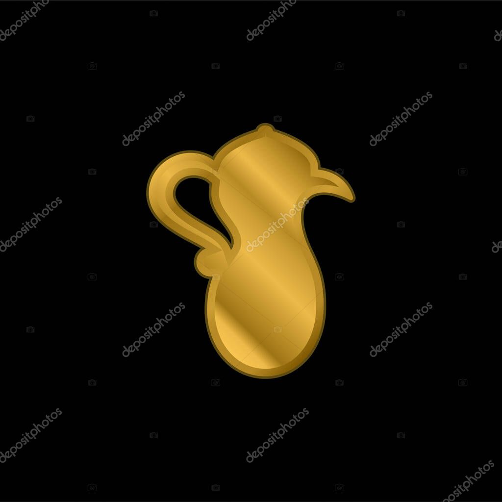 Arabic Teapot gold plated metalic icon or logo vector