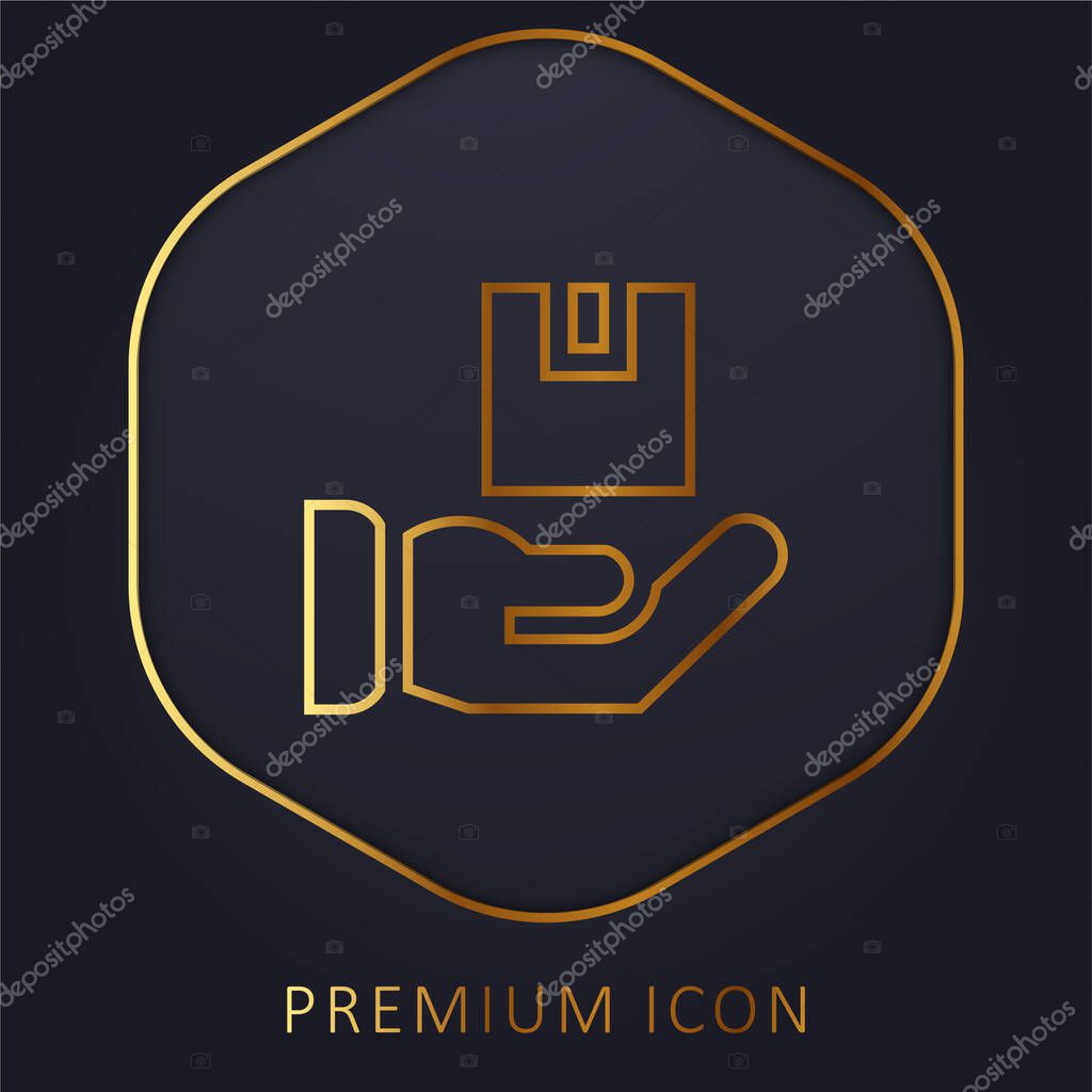 Box golden line premium logo or icon