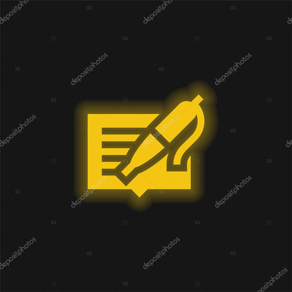 Blog yellow glowing neon icon