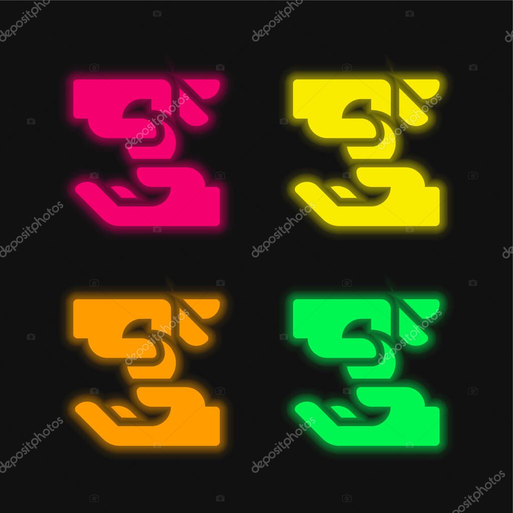 Alms four color glowing neon vector icon