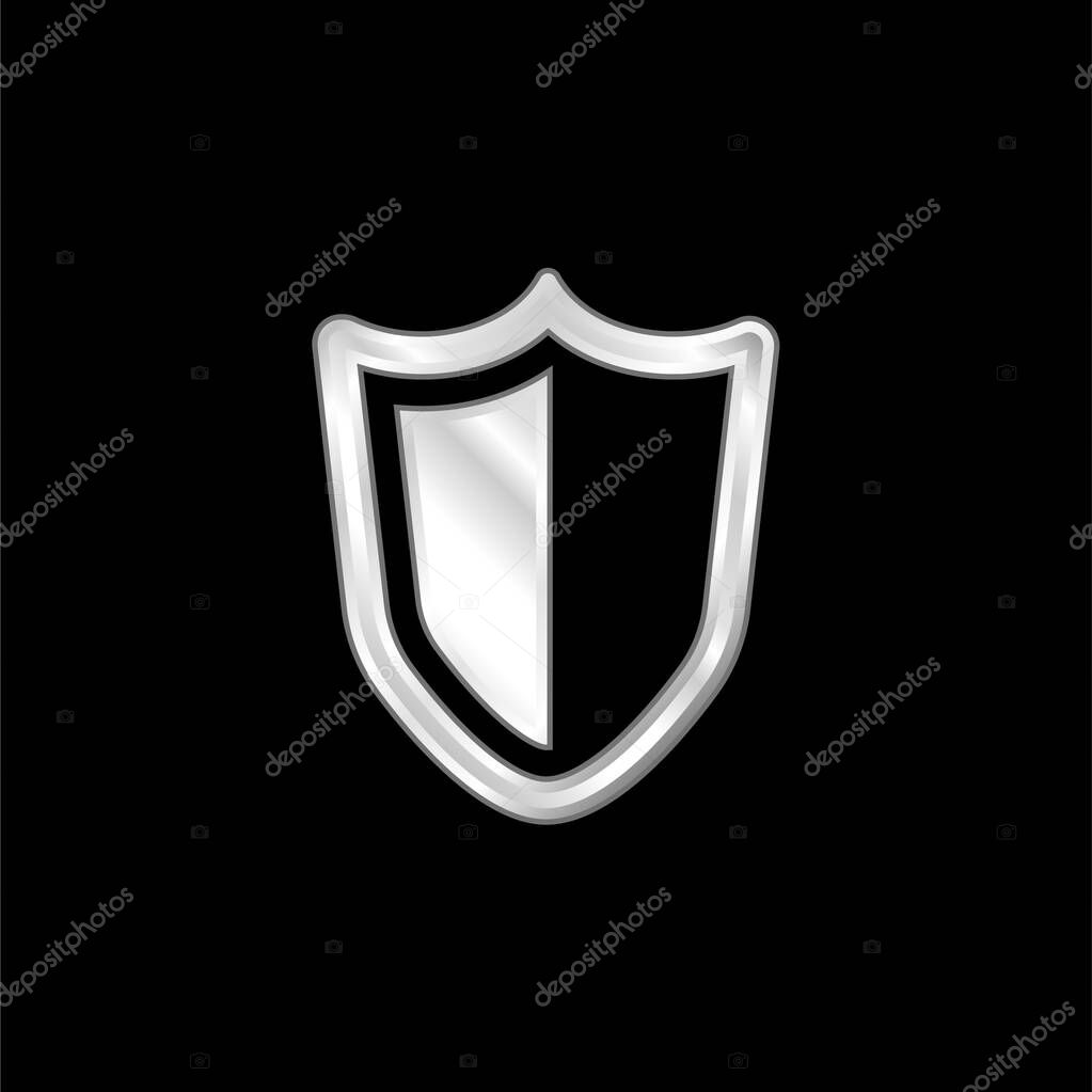 Big Defense Shield silver plated metallic icon