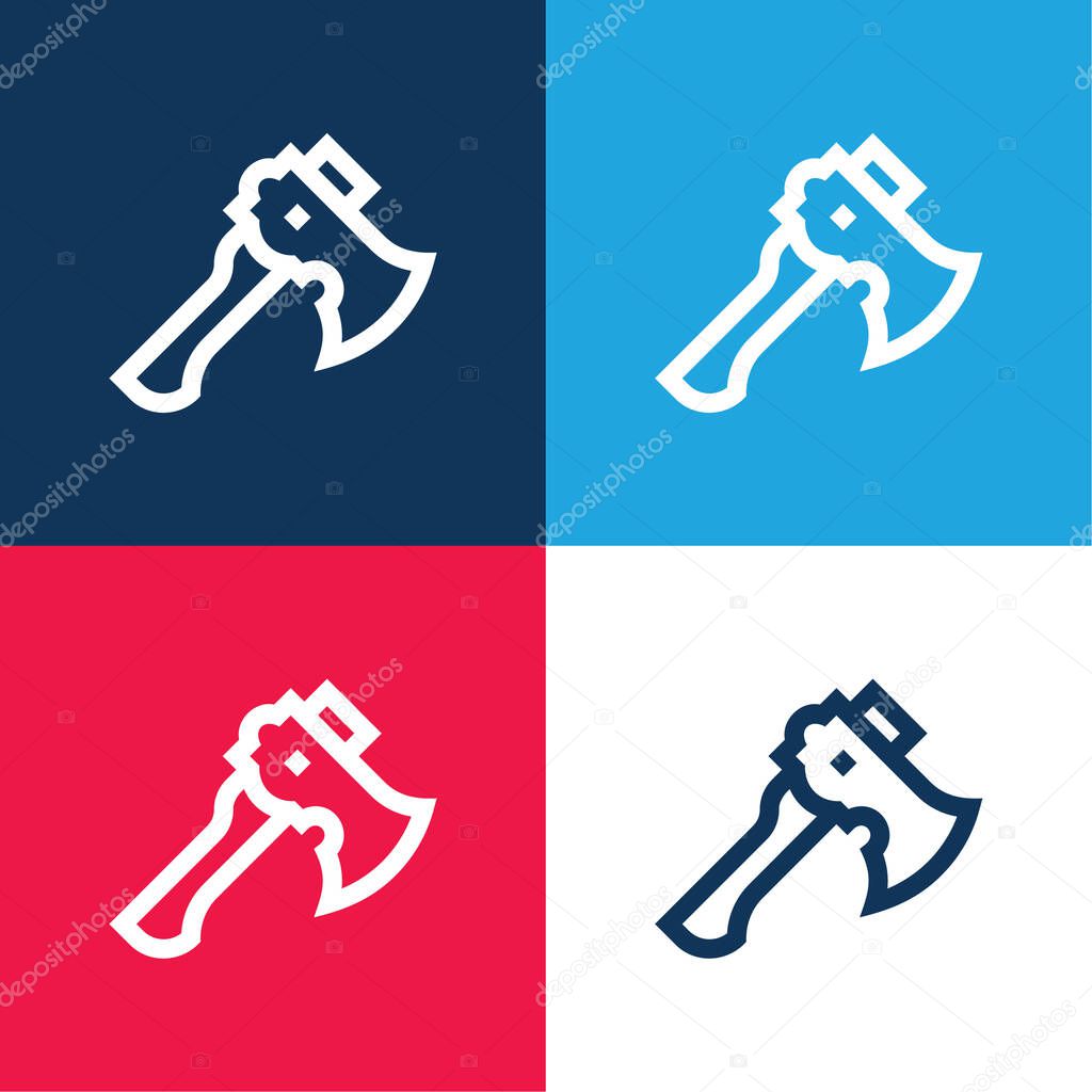 Axe blue and red four color minimal icon set